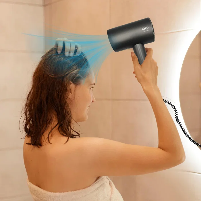 GKL Secador Profesional ONYXRESORT de Pared, 1600W, 2 Velocidades 3 Temperaturas, Negro, con Concentrador y Soporte para Hotel o Residencia