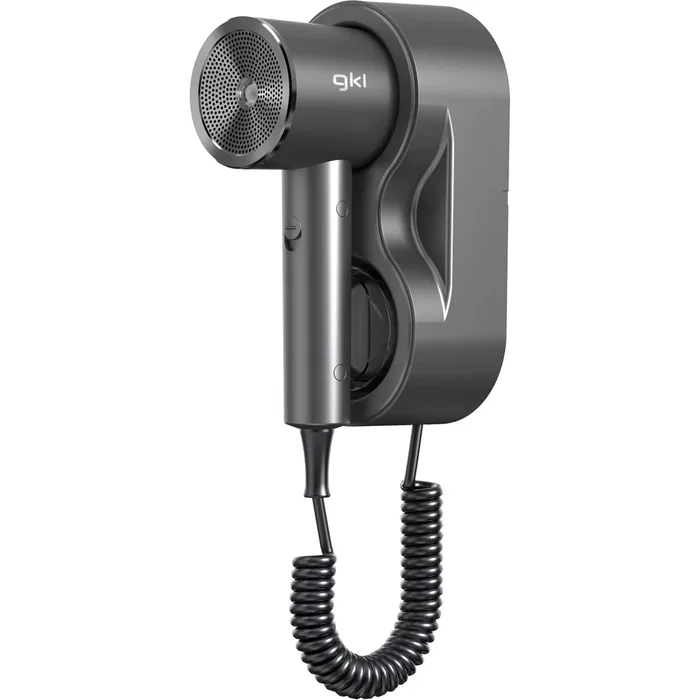 GKL Secador Profesional ONYXRESORT de Pared, 1600W, 2 Velocidades 3 Temperaturas, Negro, con Concentrador y Soporte para Hotel o Residencia