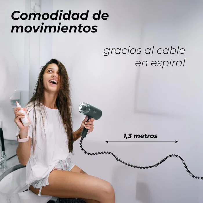 GKL Secador Profesional ONYXRESORT de Pared, 1600W, 2 Velocidades 3 Temperaturas, Negro, con Concentrador y Soporte para Hotel o Residencia