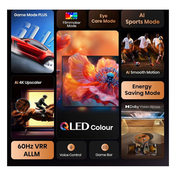 Hisense 58E77Q Smart TV QLED 58" (146 cm) 4K Ultra HD (3840x2160) HDR10+ Dolby Vision VIDAA Alexa 60Hz 3x HDMI 2x USB Wi-Fi LAN WLAN