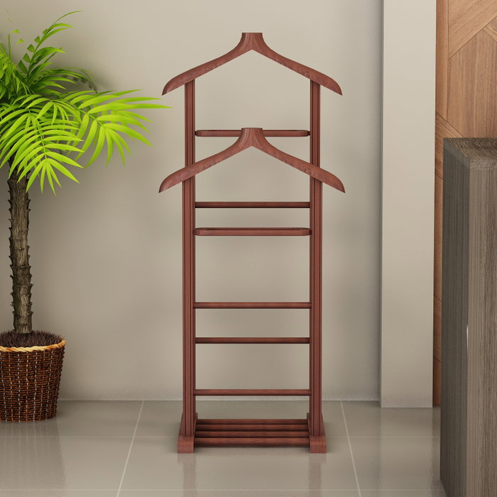 Hanah Home Aparcabotas Perchero de Madera Maciza Color Nogal
