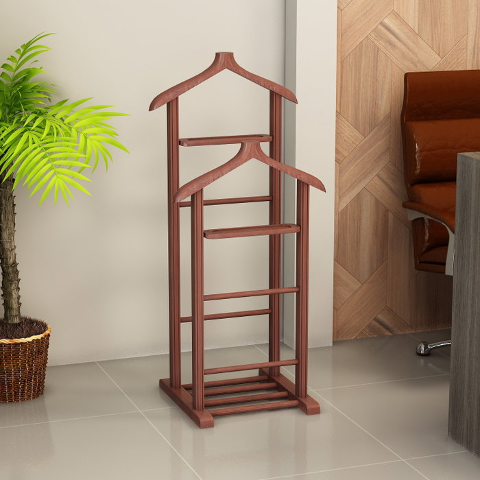 Hanah Home Aparcabotas Perchero de Madera Maciza Color Nogal