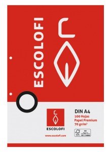 Recambio Escolofi A4 100H 70Gr 2 Taladros Liso Recambio Escolofi A4 100H 70Gr 2 Taladros Liso