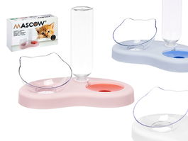 Mascow Comedero para Gatos, Bebedero de Plástico, Blanco/Azul/Rosa Surtidos, 29 x 20.5 x 16 cm, 500 ml (Set de 12)