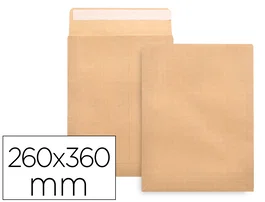 Liderpapel Bolsa Armado Kraft Envío Seguridad 260x360 mm Solapa Tira de Silicona 120 gr Caja 100 Unidades
