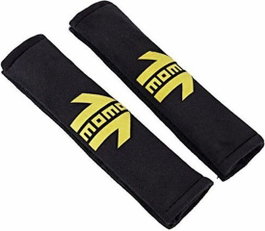 MOMO MOMLSHP001B Set 2 Almohadillas Cinturón Coche Negro-Amarillo de Microsuede Universales