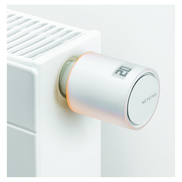 NetAtmo NAV-EN Termostato Inteligente para Radiador, Blanco, 0-50°C, Conexión Inalámbrica 2400 MHz, Alcance 100 m, Alimentado por 2 Pilas AA