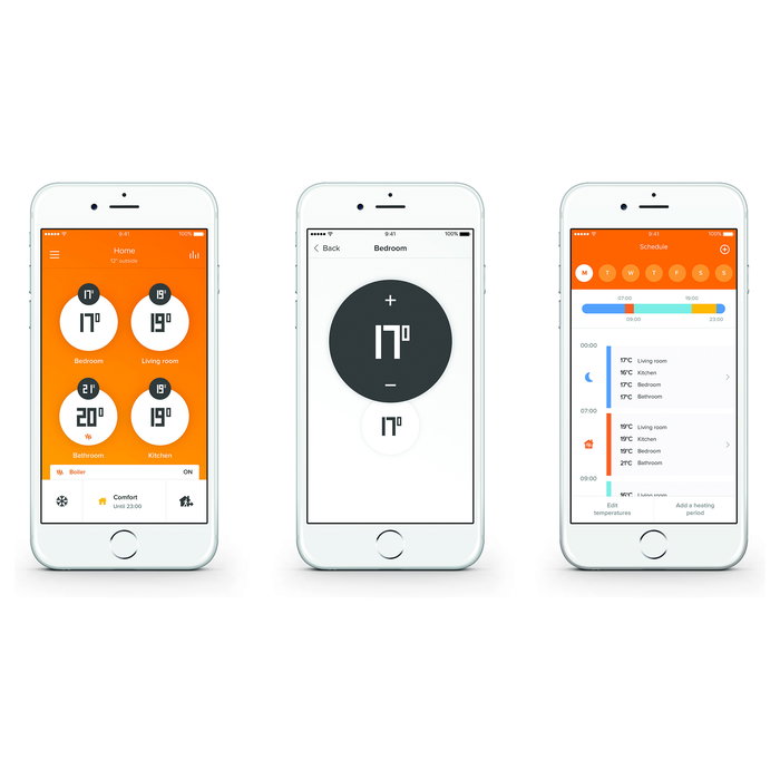 NetAtmo NAV-EN Termostato Inteligente para Radiador, Blanco, 0-50°C, Conexión Inalámbrica 2400 MHz, Alcance 100 m, Alimentado por 2 Pilas AA