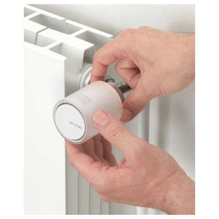 NetAtmo NAV-EN Termostato Inteligente para Radiador, Blanco, 0-50°C, Conexión Inalámbrica 2400 MHz, Alcance 100 m, Alimentado por 2 Pilas AA