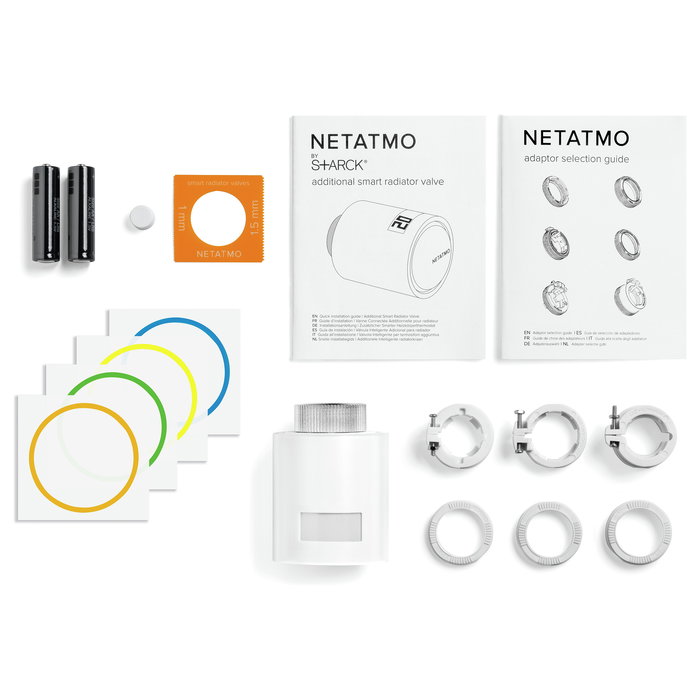 NetAtmo NAV-EN Termostato Inteligente para Radiador, Blanco, 0-50°C, Conexión Inalámbrica 2400 MHz, Alcance 100 m, Alimentado por 2 Pilas AA