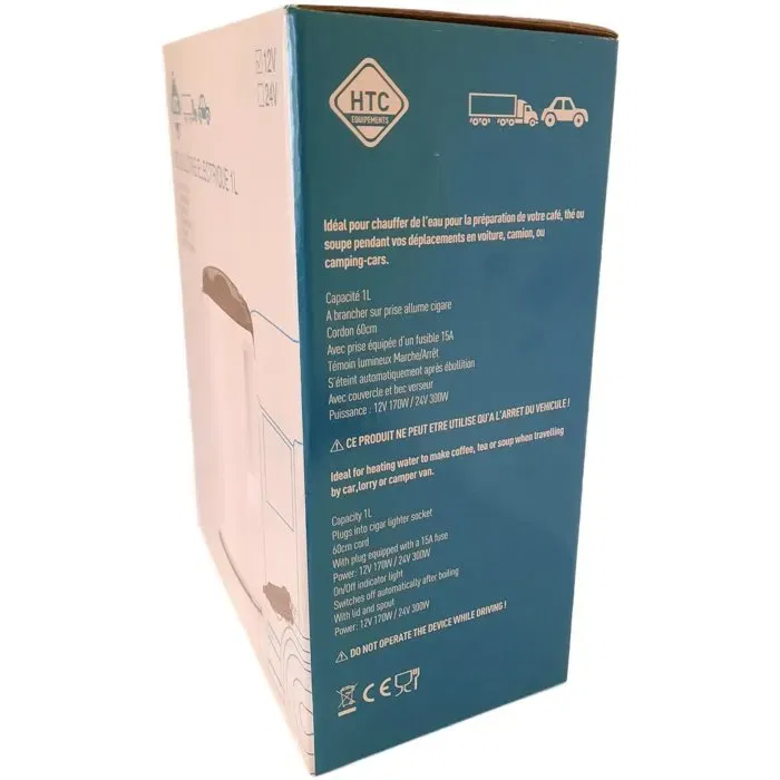 Htc Equipement Hervidor Eléctrico 12V 1 Litro 170W Blanco y Azul