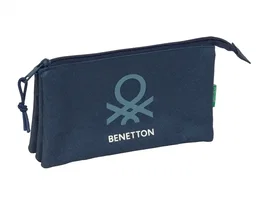 Safta Estuche Portatodo Triple Cremallera Colección Benetton Basic - Dimensiones 120x220x30 mm