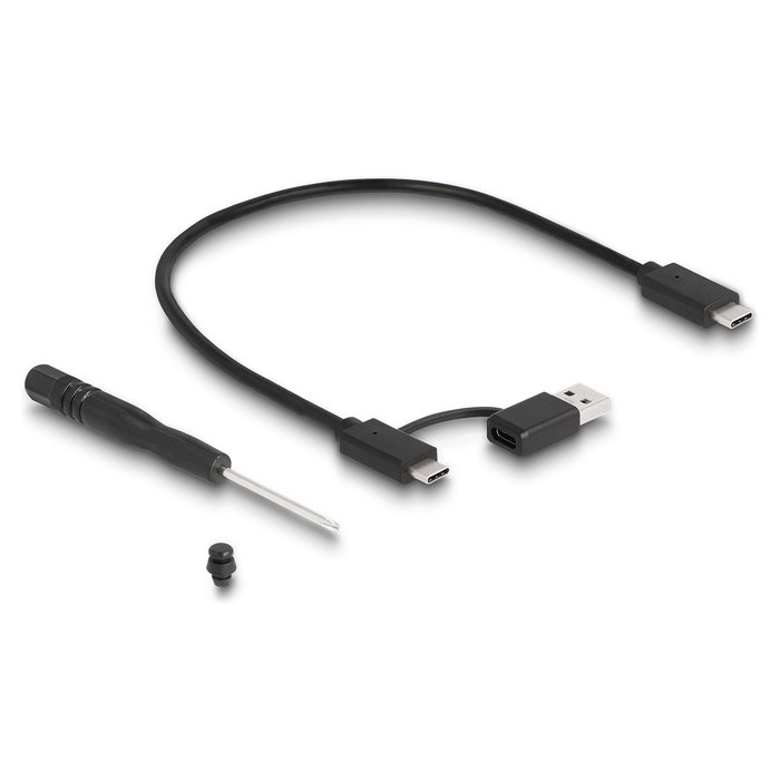 DeLOCK Carcasa Externa Gaming para SSD M.2 NVMe PCIe, USB 3.2 Gen 2x2 Type-C 20 Gbps con Iluminación LED RGB - Caja Externa Gris para Unidad de Estado Sólido