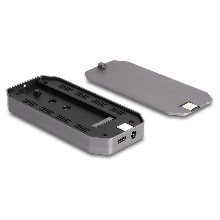 DeLOCK Carcasa Externa Gaming para SSD M.2 NVMe PCIe, USB 3.2 Gen 2x2 Type-C 20 Gbps con Iluminación LED RGB - Caja Externa Gris para Unidad de Estado Sólido