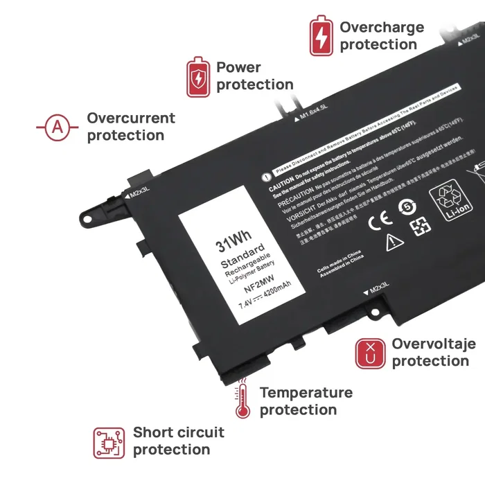 Generico Batería NF2MW para Dell Inspiron 7400 y Latitude 7400/9410, 7.4V 4200mAh Generico Batería NF2MW para Dell Inspiron 7400 y Latitude 7400/9410, 7.4V 4200mAh