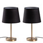 Opviq 5104 Set de Lámparas de Mesa, Metal y Tela, Color Antiguo, 2 Piezas, 39cm Alto