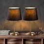 Opviq 5104 Set de Lámparas de Mesa, Metal y Tela, Color Antiguo, 2 Piezas, 39cm Alto