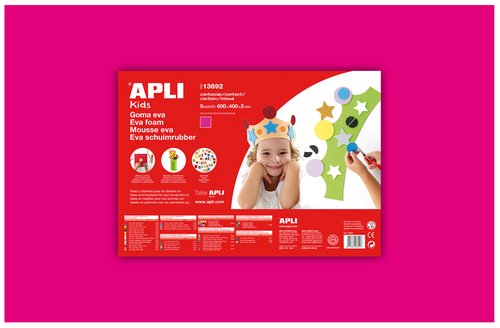 Apli Goma EVA 40x60cm Grosor 2mm Fucsia Pack 5 Ud