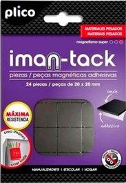 Plico Iman-Tack Piezas Magnéticas Adhesivas Pre-Cortadas 2x2 cm - Pack 24 Piezas
