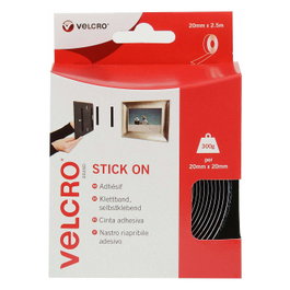 VELCRO Cinta de enganche y bucle autoadhesiva VEL-EC60215 Negro 20mm x 2,5m