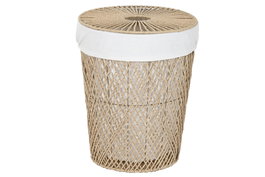 DKD Home Decor Cesta de Ropa de Fibra y Poliéster Natural 40x40x50 cm