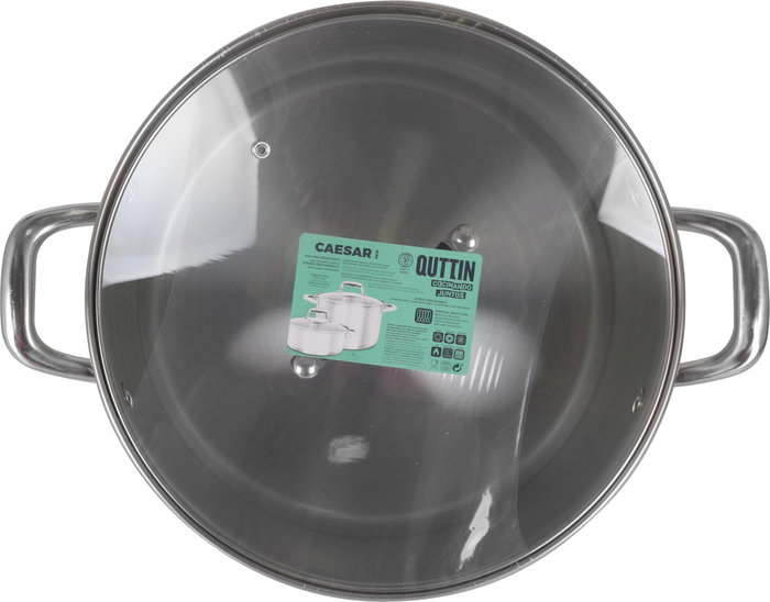 Quttin Olla con Tapa Acero Inoxidable 28 cm / 10 Litros, Modelo New Caesar (2 Unidades)