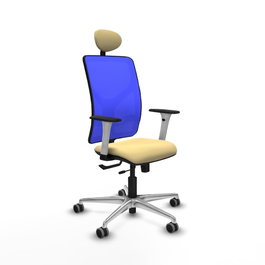 PIQUERAS Y CRESPO Silla de oficina Motilla con mecanismo Sincro/Traslack, Crema y Azul