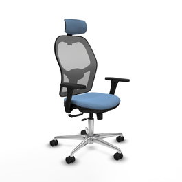 PIQUERAS Y CRESPO Silla de oficina Jorquera con mecanismo Sincro/Traslack, Azul cielo y Gris