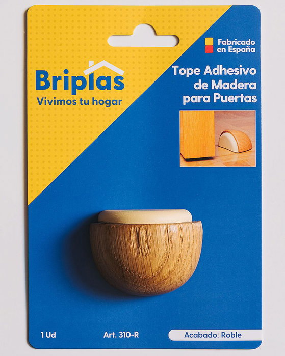 BRIPLAS Tope de Puerta Adhesivo Madera Media Luna Roble 310R BRIPLAS Tope de Puerta Adhesivo Madera Media Luna Roble 310R