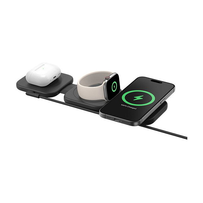 Belkin BoostCharge Pro 3-en-1 Travel Qi2 Negro, 15W