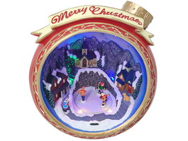 DKD Home Decor Figura Navidad Tradicional Rojo Dorado con LED y Movimiento Musical 24 x 27 x 26.5 cm