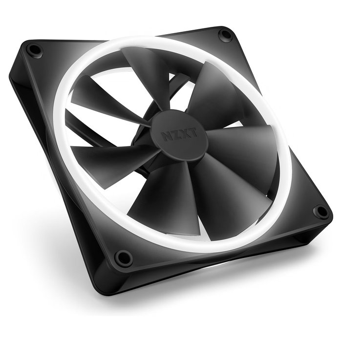 NZXT Ventilador F-Serie F120 RGB DUO 120mm Negro RF-D12SF-B1 - 1 Pieza, 500-1800 RPM, 48.58 CFM, 2.42 mmH2O, 4 Pines, LED RGB, Rodamiento FDB