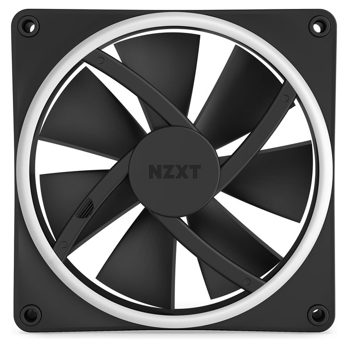 NZXT Ventilador F-Serie F120 RGB DUO 120mm Negro RF-D12SF-B1 - 1 Pieza, 500-1800 RPM, 48.58 CFM, 2.42 mmH2O, 4 Pines, LED RGB, Rodamiento FDB