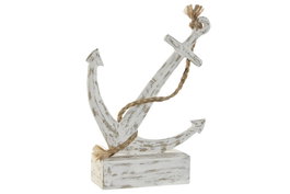 DKD Home Decor Decoración Ancla Decapé Blanco Mango y Resina