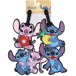 PEERS HARDY Set 4 Etiquetas de Equipaje Angel & Stitch Disney Silicona Alta Calidad