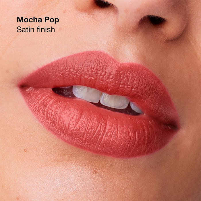 Clinique POP LONGWEAR SATIN Barra de Labios #Mocha Pop 1 u - Acabado Satinado, Larga Duración, 8 Horas, 100% Libre de Fragancias