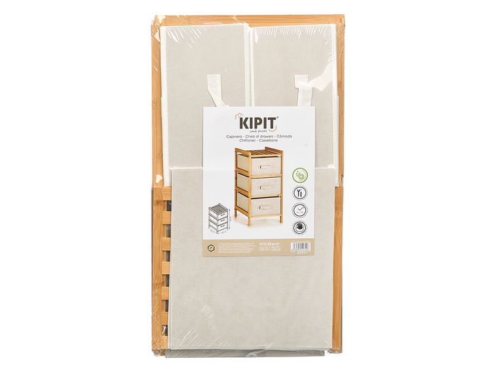 Kipit Estantería de Bambú con 3 Cajones Gris Claro y Blanco 66x36x6.5 cm (Set de 2)
