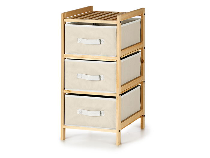 Kipit Estantería de Bambú con 3 Cajones Gris Claro y Blanco 66x36x6.5 cm (Set de 2)