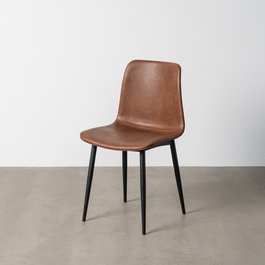 Silla Marrón Metal / Simil Piel (Set de 2)