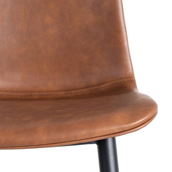 Silla Marrón Metal / Simil Piel (Set de 2)