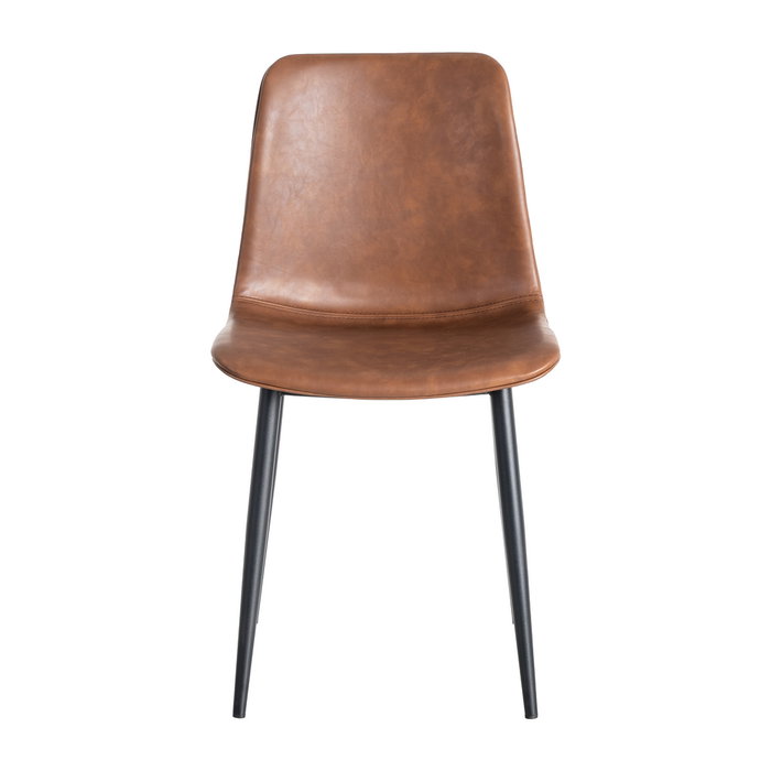 Silla Marrón Metal / Simil Piel (Set de 2)