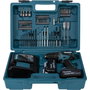 Makita DHP490RFX3 Taladro Combinado Inalámbrico 18V con 2 Baterías de 3.0 Ah y Kit de 74 Piezas