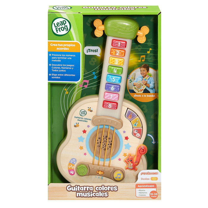 LeapFrog Guitarra Musical Infantil Interactiva 80-620839 V-Tech, con Teclas Luminosas, Colores y Sonidos de Animales, +18 Meses