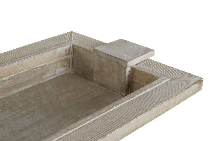 DKD Home Decor Bandeja Mango Decape Blanco 48x30,5x7,5 cm