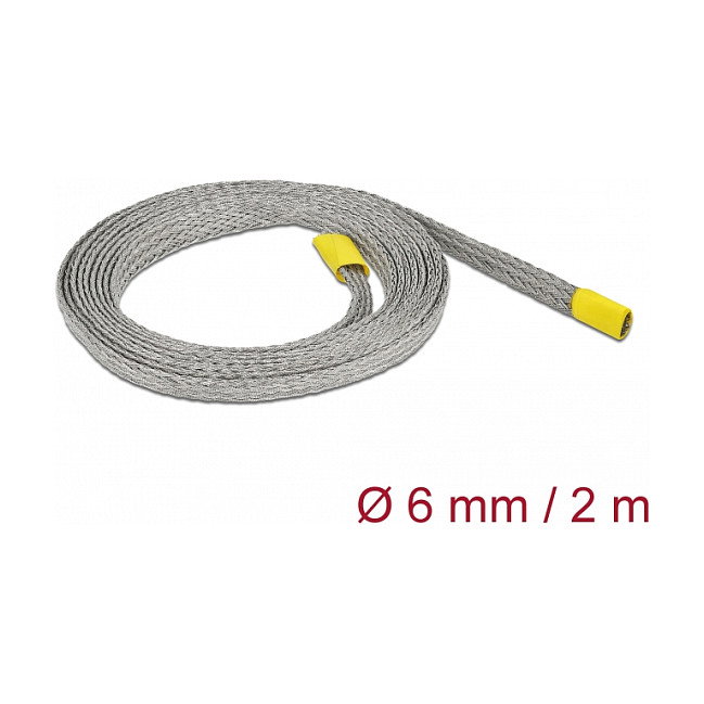 DeLOCK Funda trenzada para protección EMC de 2 m x 6 mm, Gris DeLOCK Funda trenzada para protección EMC de 2 m x 6 mm, Gris