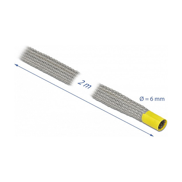 DeLOCK Funda trenzada para protección EMC extensible 2 m x 6 mm Gris