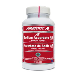 AIRBIOTIC Ascorbato de Sodio 250Gr - Vitamina C No Ácida en Polvo para Cartílagos y Piel - Formato No Ácido, Apto para Vegetarianos
