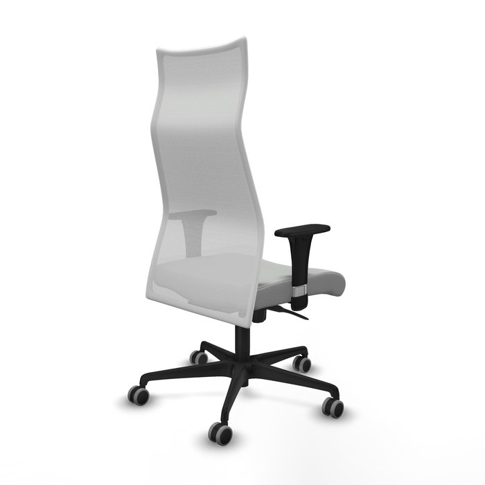 Sillón Albacete con mecanismo Sincro tapizada con Similpiel color Gris claro y malla color Blanco. Equipado con Base nailon negra, Brazos 1D y Ruedas 65 mm parqué Sillón Albacete con mecanismo Sincro tapizada con Similpiel color Gris claro y malla color Blanco. Equipado con Base nailon negra, Brazos 1D y Ruedas 65 mm parqué