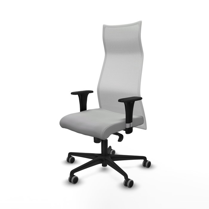 Sillón Albacete con mecanismo Sincro tapizada con Similpiel color Gris claro y malla color Blanco. Equipado con Base nailon negra, Brazos 1D y Ruedas 65 mm parqué Sillón Albacete con mecanismo Sincro tapizada con Similpiel color Gris claro y malla color Blanco. Equipado con Base nailon negra, Brazos 1D y Ruedas 65 mm parqué