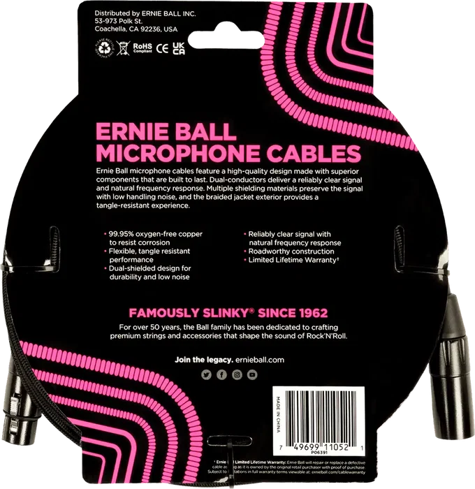 Ernieball Cable Micrófono Classic Xlr-Xlr Negro - 4,5 M